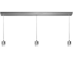 Home Sweet Home - Moderne verlichtingspendel Beam 3 voor lampenkap - Geborsteld staal - 98/9.5/15-100cm - 3 lichts hanglamp gemaakt van Metaal - geschikt voor E27 LED lichtbron - voor lampenkap met doorsnede max.20cm