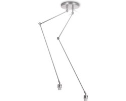 Home Sweet Home - Moderne verlichtingspendel Shift voor lampenkap - Geborsteld staal - 40/40/80cm - 2 lichts hanglamp gemaakt van Metaal - geschikt voor E27 LED lichtbron - voor lampenkap met doorsnede max.45cm