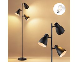 Home Sweet Home - Moderne Vloerlamp - Staande Lamp met 3 lampen - Zwart - 38.5/38.5/166.5cm - Inclusief LED E27 Lichtbron 4W 806Lm - met