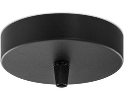 Home Sweet Home - Plafondkap Zwart - 11/11/4.5cm - 1 licht Planfondkap - Ronde plafondrozet - metaal - inclusief aansluit box en montage beugel -