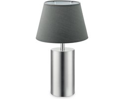 Home Sweet Home tafellamp Largo - tafellamp Cannes mat nikkel inclusief lampenkap - lampenkap 24/14/16cm - tafellamp hoogte 48 cm - geschikt voor E27 LED lamp - satijn/antraciet