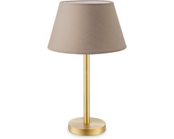 Home Sweet Home tafellamp Largo - tafellamp Stick rond mat brons inclusief lampenkap - lampenkap 30/20/17cm - tafellamp hoogte 38 cm - geschikt voor E27 LED lamp - messing/taupe