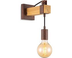 Home Sweet Home - Vintage Wandlamp Denton - Muurlamp gemaakt van hout - Roest - 10/20/23cm - wandlamp geschikt voor woonkamer, slaapkamer- geschikt