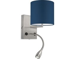 Home Sweet Home wandlamp Bling - wandlamp Read inclusief lampenkap en LED Leeslamp - lampenkap 16/16/15cm - geschikt voor E27 LED lamp - donkerblauw