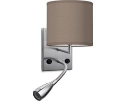 Home Sweet Home wandlamp Bling - wandlamp Read inclusief lampenkap en LED Leeslamp - lampenkap 16/16/15cm - geschikt voor E27 LED lamp - taupe