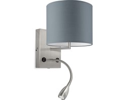 Home Sweet Home wandlamp Bling - wandlamp Read inclusief lampenkap en LED Leeslamp - lampenkap 20/20/17cm - geschikt voor E27 LED lamp - lichtgrijs