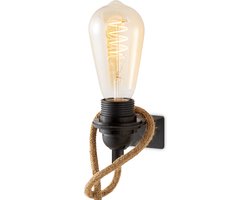 Home Sweet Home - Zwart Vintage Muurlamp - Metalen Wandlamp - Met E27 fitting - 10 x 6 x 4 (BxDxH) - Voor hal en slaapkamer - Met schakelaar -