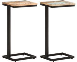 Home-Tafels, Accenttafels, Eindtafels, bijzettafels 2 stuks 31,5x24,5x64,5 cm massief teruggewonnen hout