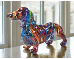 Home - Tekkel - Teckel - Polystone beeld - Multi Colour - Medium 37 x 13 x 22 cm