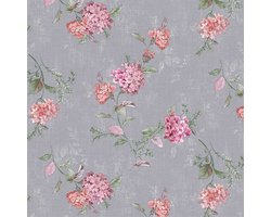 Home Trend Tafelzeil - 160 cm Rond - Bloemen - Grijs - Roze - PVC - Plastic - Afwasbaar