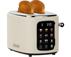 Home Vibes® Broodrooster – Toaster – Met Touch LED Display - 6 Voorprogramma’s – Grille Pain – Brood Rooster - Moederdag Cadeau - Brede Sleuven - 800W – Mat Beige