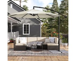 Home zweefparasol Ø 300 cm - parasol met zwengel voor openen en sluiten - zonwering - tuinparasol - UV-bescherming tot UPF 50+ - voor tuin - terras
