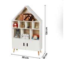HOMEBIBLIOTHEEK 10 VAKKEN 2 DEUREN 80X30XH126CM