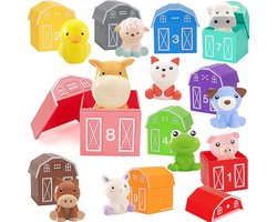Homeblend Boerderijdieren Set - Sensorisch Speelgoed - Stapeltoren - Vingerpoppetjes - Badspeelgoed - Leerzaam - Veilig - Vanaf 12 Maanden tot 3 Jaar - Montessori - Baby