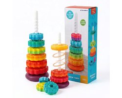 Homeblend Draaiende Stapeltoren - Speelgoed 1 Jaar - Baby Speelgoed - Educatief en Sensorisch Babyspeelgoed - Fijne Motoriek en Hand-oogcoördinatie - 6 Multicolor Stapelringen