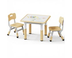 Homeblend Kindertafel - Kinderbureau - Verstelbaar Speeltafel & Tekentafel en 2 stoeltjes - Montessori Meegroei Bureau voor Peuters & Kids 2-8 Jaar