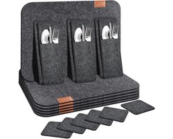 Homeblend | Placemats | Set van 18 | Antislip & Hittebestendig | Onderzetters | Vilt | Placemat | onderzetters | onderzetters voor glazen