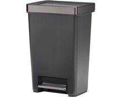 Homeblend Prullenbak 50 Liter - Pedaalemmer - Antraciet Keuken Vuilnisbak - Afvalbak met RVS Voetpedaal en Geurdicht Deksel - 50L Prullenbak