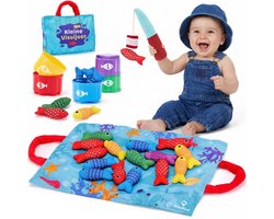 Homeblend Vissenspel - Sorteerspel - 22-Delig - Montessori Speelgoed vanaf 1 Jaar - Baby Speelgoed - Sensorisch Visspel - Fijne Motoriek - Vanaf 12 Maanden - Kinderspeelgoed - Stapelspeelgoed