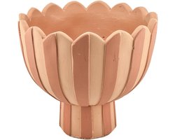 HomeBound by KY | Aardewerk bloempot op poot striped orange | bloempot voor binnen