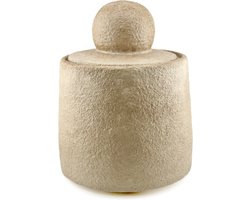 HomeBound by KY | Aardewerk potje met deksel beige | zand kleurig (opberg)potje met deksel | 20,5x20,5x26,5cm