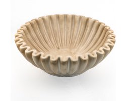 HomeBound by KY | Aardewerk tray ribbel beige | decoratieve schaal | 25x25x8,5cm | schaal | tray