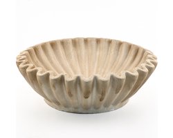 HomeBound by KY | Aardewerk tray ribbel beige | decoratieve schaal | tray ribbel