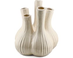 HomeBound by KY | Aardewerk tulpenvaas garlic beige | tulpenvaas