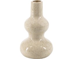 HomeBound by KY | Aardewerk vaas beige | 11x11x17,5cm | bloemenvaas beige
