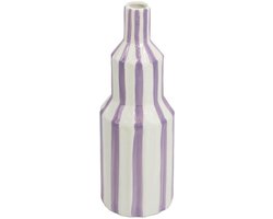 HomeBound by KY | Aardewerk vaas stripe lilac | bloemenvaas paars gestreept