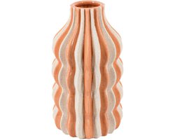 HomeBound by KY | Aardewerk vaas stripes sandstone | bloemenvaas gestreept