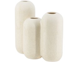 HomeBound by KY | Aardewerk vaas triplets beige | bloemenvaas | triplets vaas | 26,5x12x25cm