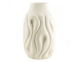 HomeBound by KY | Aardewerk vaas waves beige | bloemenvaas