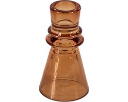 HomeBound by KY | Glazen kaarsenstandaard sandstone | 6x6x11cm | omkeerbare kaarsenstandaard