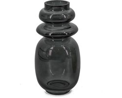 HomeBound by KY | Glazen vaas antraciet | 10.5x10.5x20.5cm | bloemenvaas antraciet