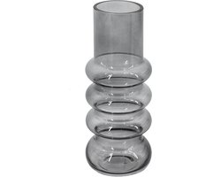 HomeBound by KY | Glazen vaas antraciet | 7x7x18cm | bloemenvaas antraciet