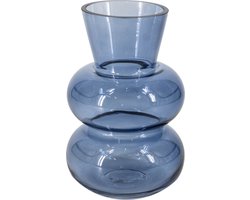 HomeBound by KY | Glazen vaas blauw | 13x13x20cm | bloemenvaas blauw