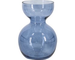 HomeBound by KY | Glazen vaas blauw | 17,6x17,6x25,3cm | bloemenvaas blauw