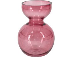 HomeBound by KY | Glazen vaas roze | 17,6x17,6x25,3cm | bloemenvaas roze