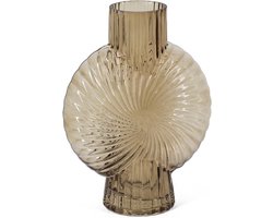 HomeBound by KY | Glazen vaas schelp roest | 16x8x20cm | bloemenvaas schelpvorm