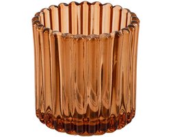 HomeBound by KY | Glazen waxinehouder sandstone | 7x7x7,4cm | gekleurde waxinehouder