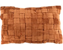 HomeBound by KY | Kussen braid velours oranje | sierkussen oranje