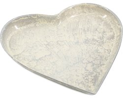 HomeBound by KY | Metalen tray hart white marble | 12,5x13x0,7cm | dienblad hartvormig metaal