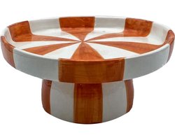 HomeBound by KY | Plateau keramiek stripes oranje | decoratieve schaal | plateau