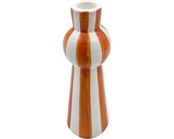 HomeBound by KY | Vaas keramiek stripes oranje | bloemenvaas