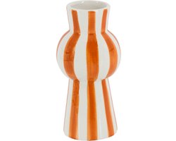 HomeBound by KY | Vaas keramiek stripes oranje | bloemenvaas