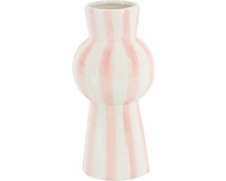 HomeBound by KY | Vaas keramiek stripes roze | bloemenvaas
