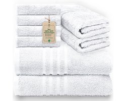 HomeBurg Core badhanddoeken van 400 g/m², wit, set van 8 stuks, mix.