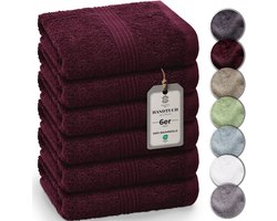 HomeBurg Luxe badhanddoeken van 500 g/m², fluweelzacht, wijnrood, 40 x 70 cm (verpakking van 6)