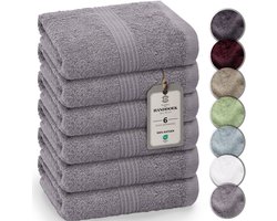 HomeBurg Luxe badhanddoeken van 500 g/m², steengrijs, 40 x 70 cm (verpakking van 6 stuks)